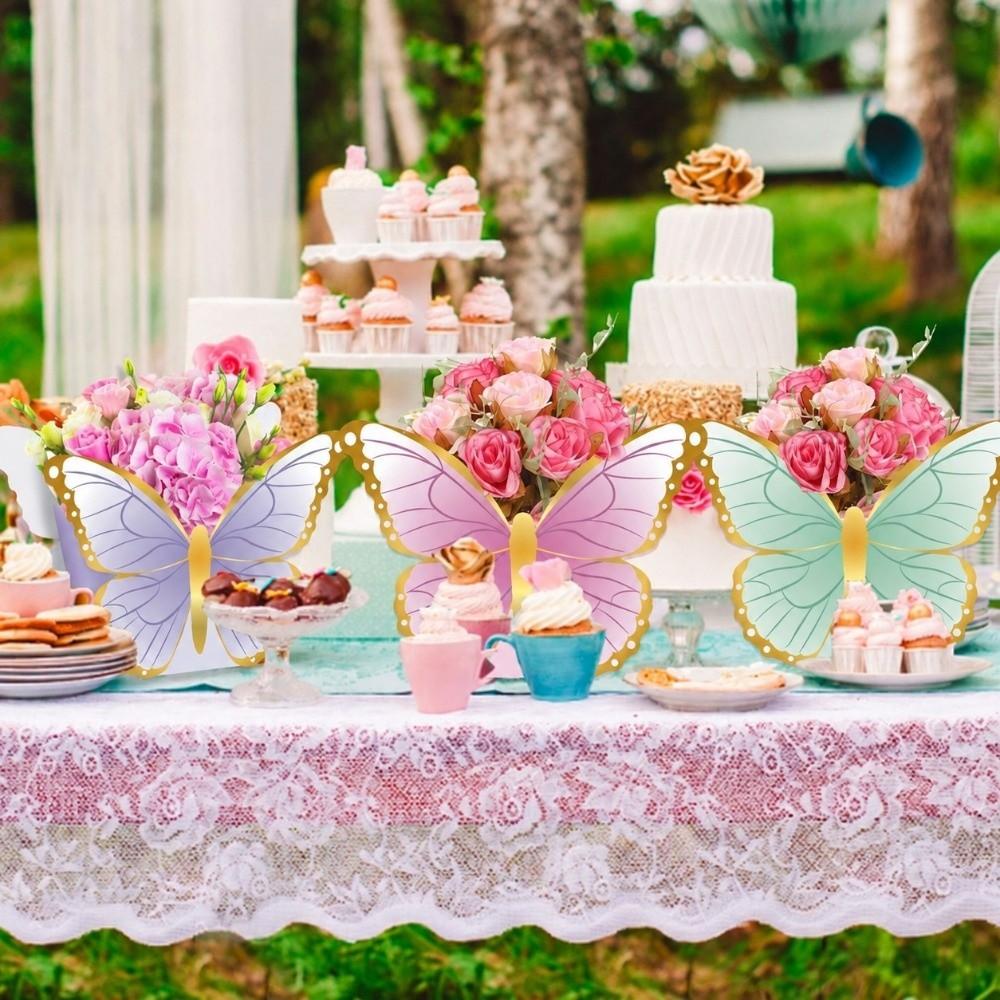 12PCS Multicolor Butterfly Flower Basket Paper Tabletop Ornament Party Supplies