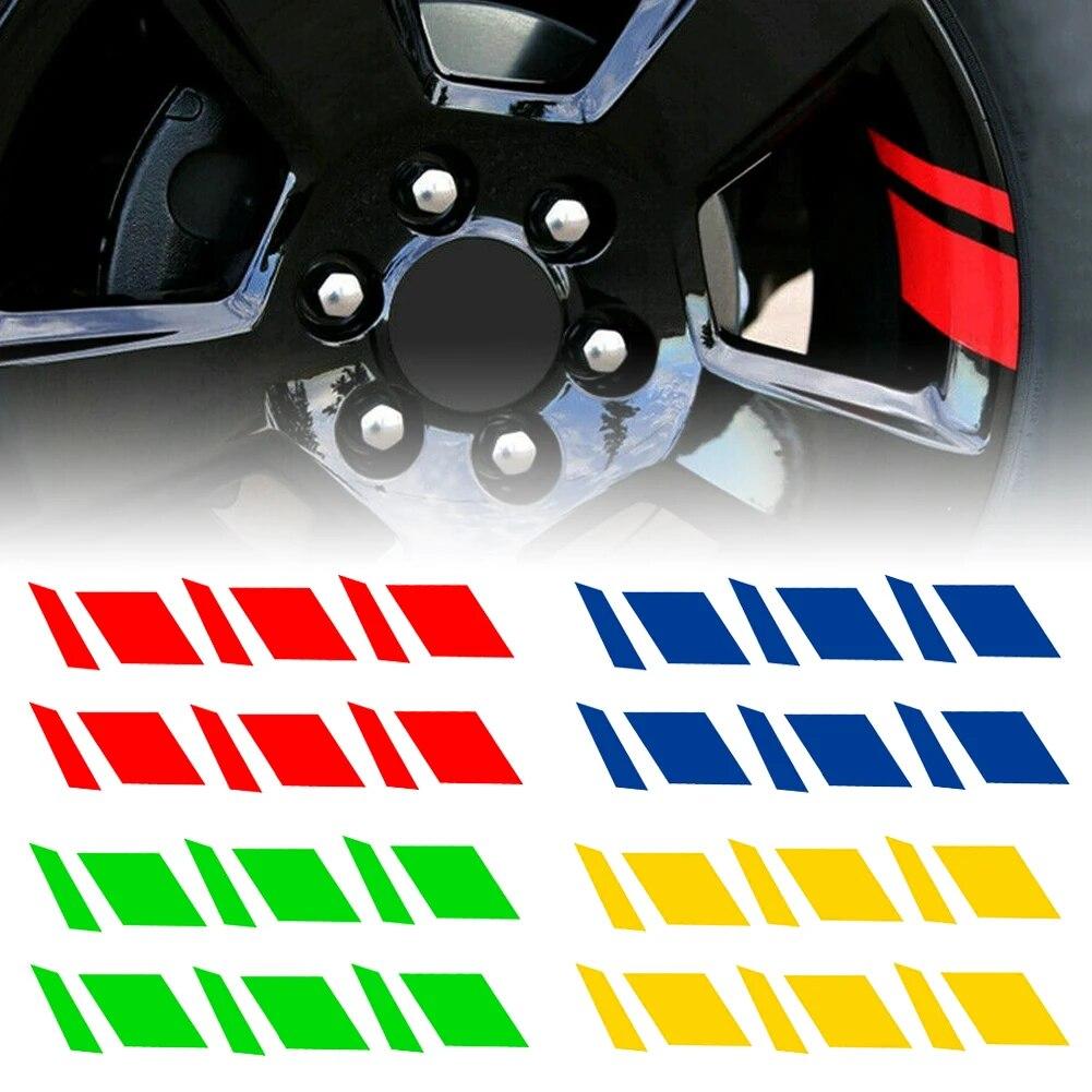 6Pcs Reflective Car Wheel Rim Vinyl Stickers Hash Mark Stripe Racing Wheel Hub Decals for Size 18" - 21" Decorative Sticker