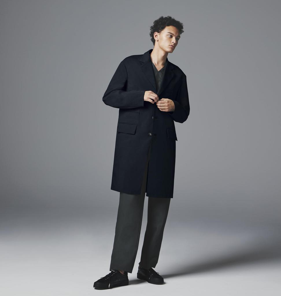 DIVISION Arztkittel DOM0030 Dunkelmarine [UNITE ME] (Lange Ärmel) [Herren] [Blickdicht/Antistatisch/Stretch/Antimikrobiell/UV-Schutz/Pflegeleicht]