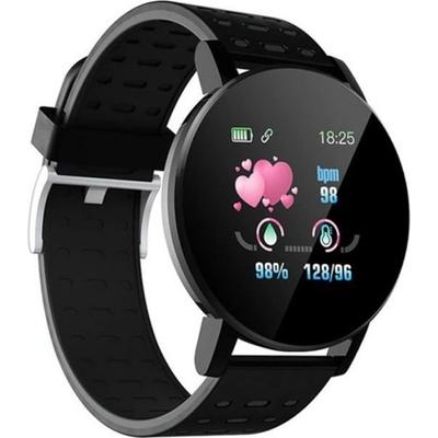 Smartwatch, 119 Plus Smart Bracelet Heart Rate Smart Watch Round Men Women Bracelet - Type Black