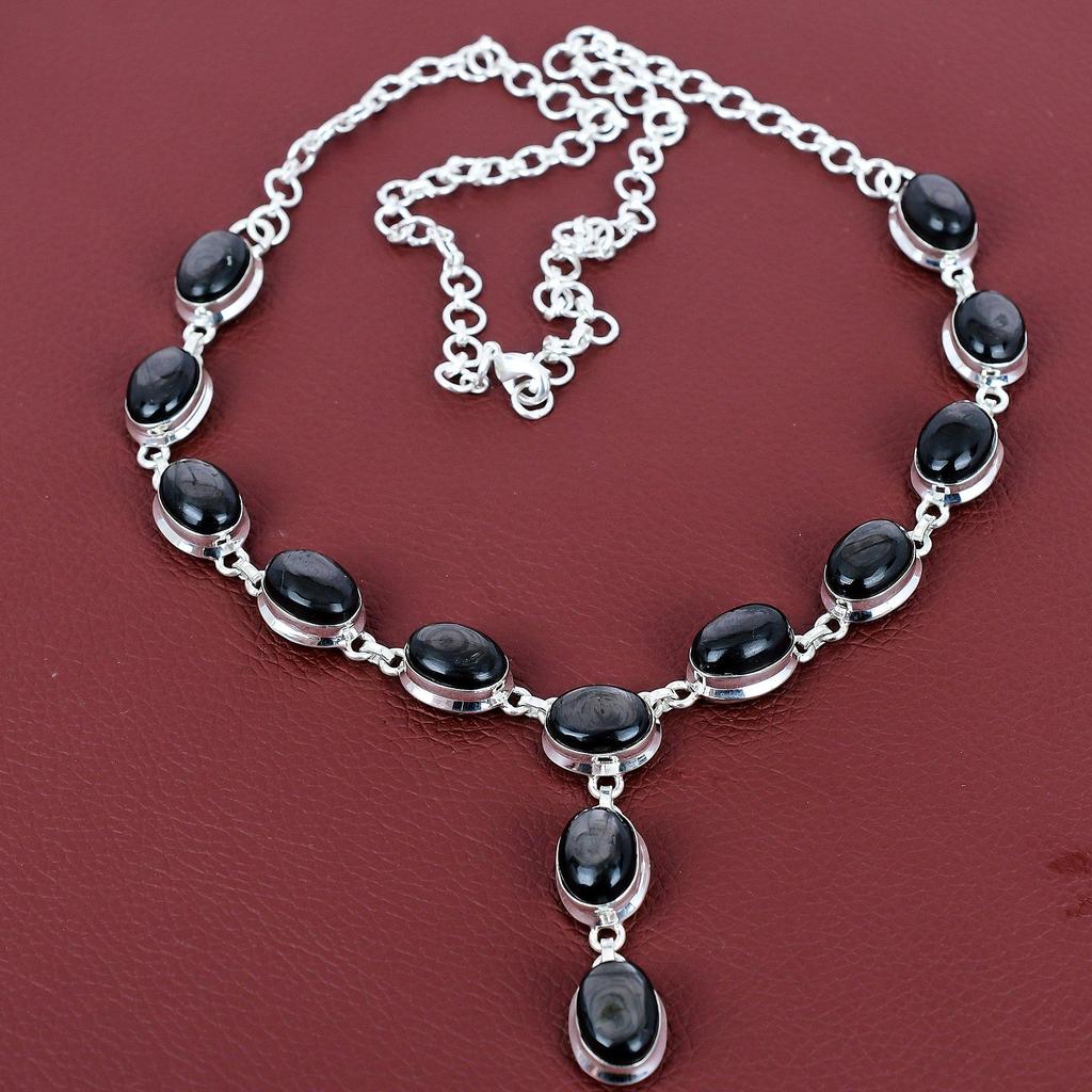 Hypersthene Necklace Gemstone Handmade Jewelry 925 Sterling Silver Necklace Adjustable Chain Necklace Hypersthene Jewelry Engagement Gifts