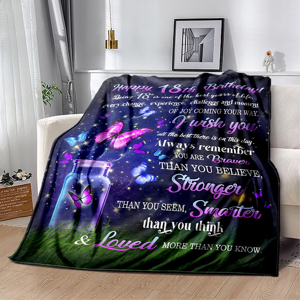 1pc Sweet 18th Birthday Celebration blanket Soft and Warm for Sofa Office Camping Travel Livingroom Great Gift for Friends and Family Comfortable