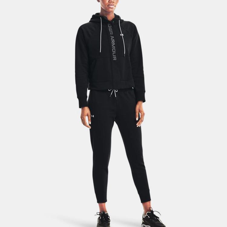 Under Armour Solid Color Logo Fleece Sweatpants Women Bottoms Black 1365849-001