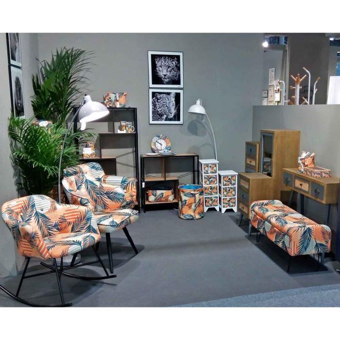 Fauteuil à bascule - VERSA - Saona - Tissu imprimé feuillage - Métal - 1 place