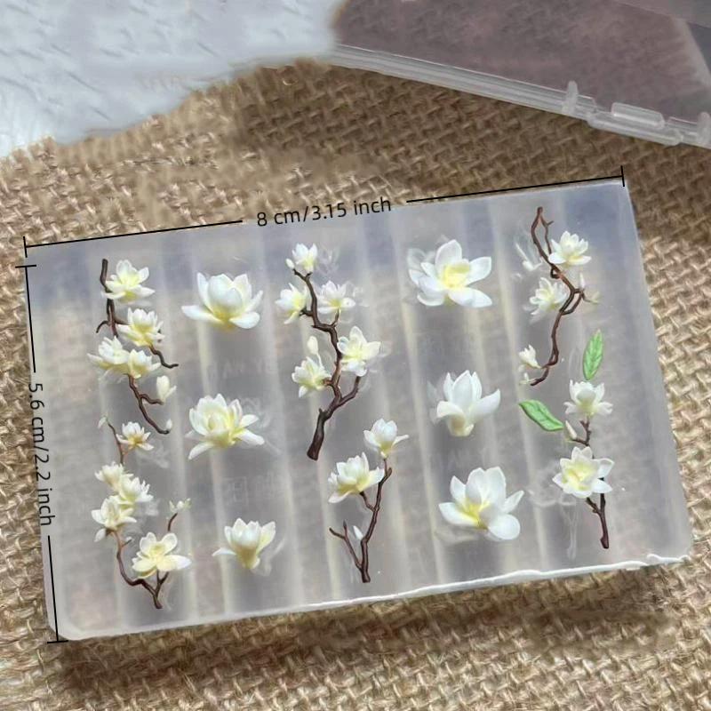 3D Magnolia Flowers Nail Mold - Silicone Nail Tools for Floral Petal Nail Design, Nail Art Carving Template for Manicure Design