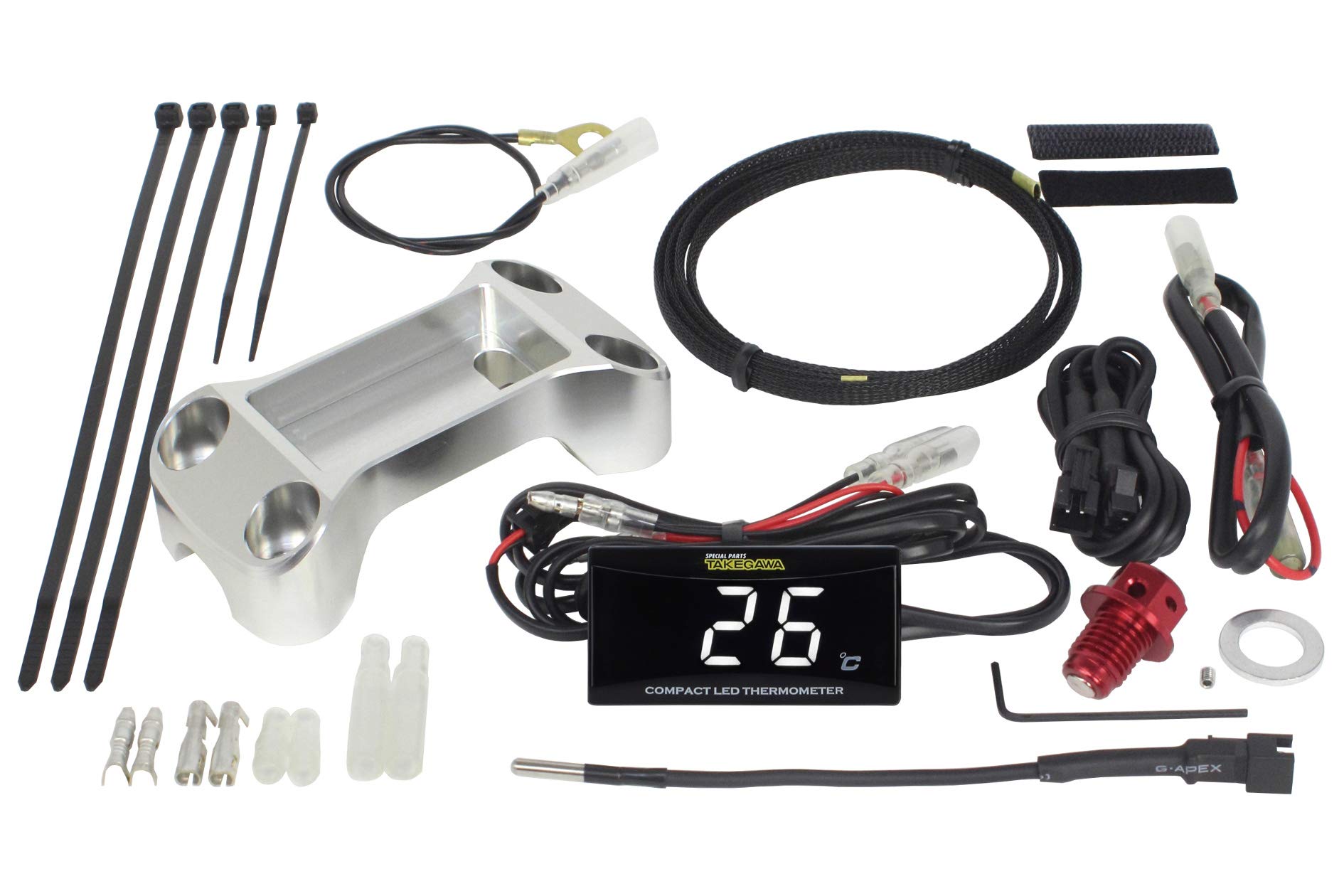 Special Parts Takegawa Compact LED Thermometer for Monkey 125 Kit, Silver, Grom, MSX125/F, (05-07-0009)