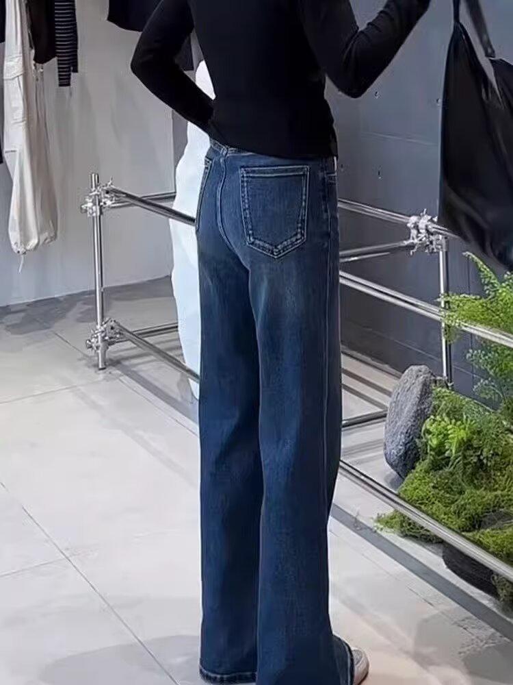 Plus Size High Waist Stretch Flare Jeans for Women - Autumn 2024 Hip-Shaping Wide Leg Floor-Length Pants