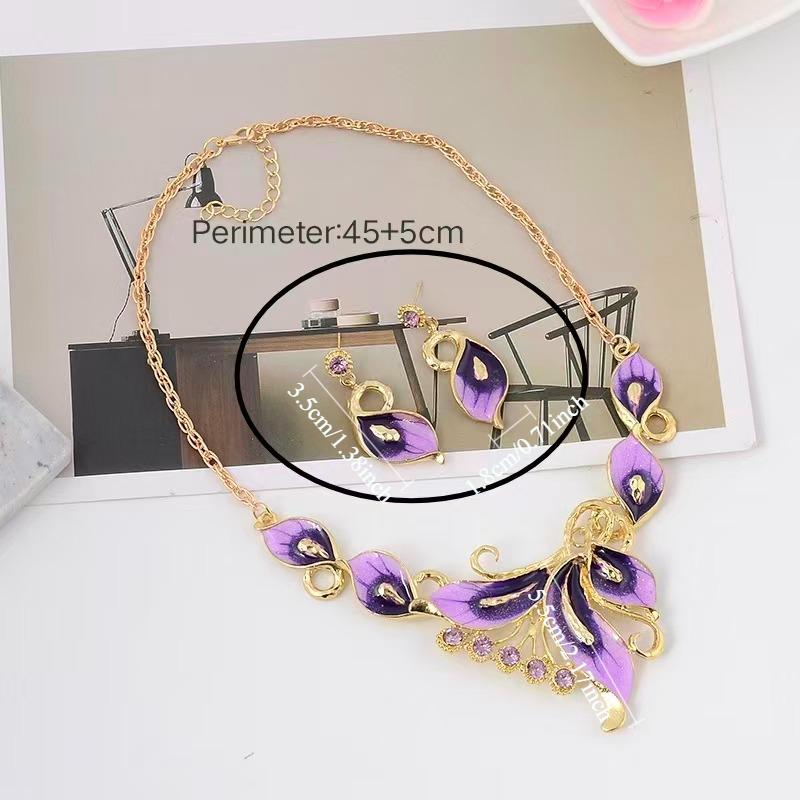 Vendita Calda Set Collana e Orecchini Farfalla Drip in Lega, Accessori Raffinati Personalità Stilosa Regalo