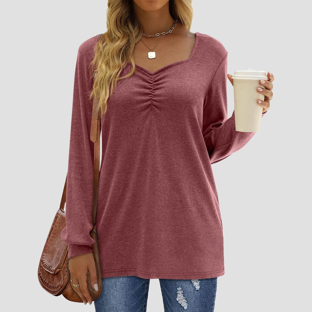 

Женский пуловер с длинным рукавом, женская повседневная свободная простая футболка с V-образным вырезом, блузка