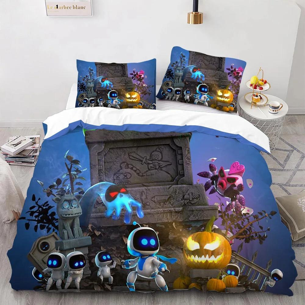 Astro Bot Cute Cartoon Bedding Set Duvet Set Single Double Bed King Size Bed Set Adult Boys Bedroom Duvet Cover Pillow Case