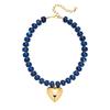 Adjustable Beaded Pendant Necklace with Rounded Resin Beads, Heart-Shaped Center Pendant, Extension Chain, and Lobster Clasp