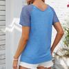 Spring and Summer Patchwork Mesh Short Sleeved Top Solid Color Casual Loose Women's T-shirts