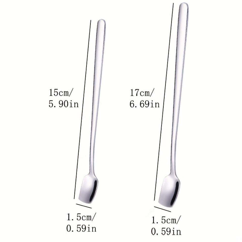 4 buc, set de linguri de desert reutilizabile din oțel inoxidabil cu mâner lung pentru uz casnic, restaurant și petreceri - perfect pentru înghețată, lapte și cafea