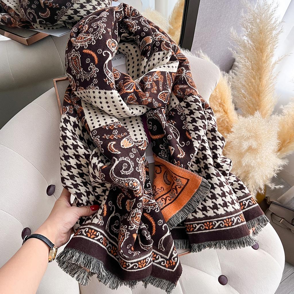Winter Elegance National Syle Paisley Scarf Women Warmer Pashmina Scarves Patchwork Shawls Female Thick Blanket Wraps Foulard