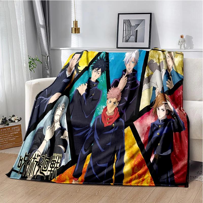 Cartoon Anime Jujutsu Kaisen Throws Blanket Kid Super Soft Blankt for Travel Couch Sofa Picnic Bed Flannel Blanket Birthday Gift