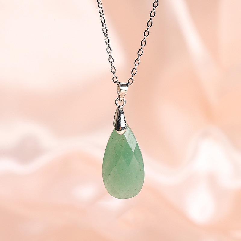 Water Drop Natural Stone Pendant Amethyst Pink Crystal Necklace for Women Jewelry Gift Natural Stone Cut face pendant Water drop