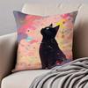 Starry Sky Art Cat Cushion Cover Pillowcase Anti-Dustmite Invisible Zipper Short Plush Sofa Cushion