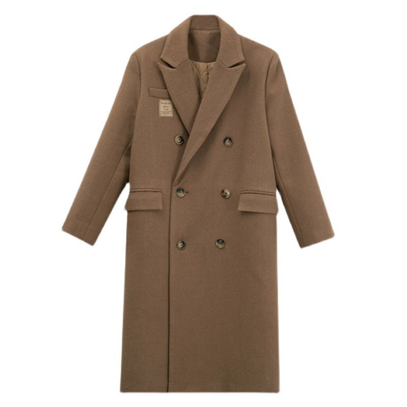Hepburn Woolen Coat for Women Loose New K-style New Arrival Mid Length Long Length Thickened Black Winter Above the Knee Woolen Outwear