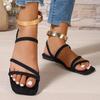 Fashion Elegant Women Shoes Summer Open Toe Women's Sandals Narrow Band Casual Beach Ladies Plus Size Slip On Brand Flat Sandals Women