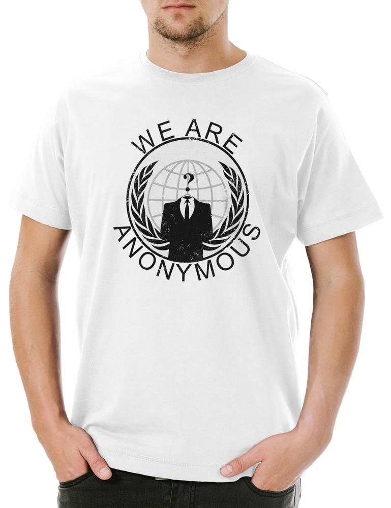 Anonymous Vintage Globe Logo Men's T-Shirt We Are Guy For Fawkes V Hacker Mask