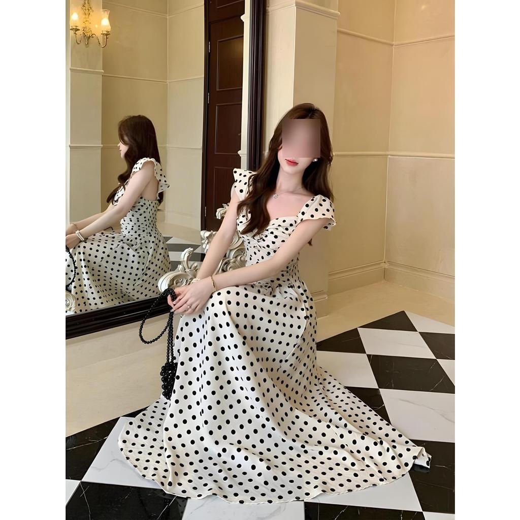 Niche Temperament Suspender Skirt Polka Dot Dress Women's Summer New Waist Temperament Girl Looking Thin