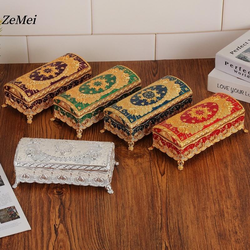 European Style Bracelet Storage Box Jewelry Organizer,Exquisite Patterns Alloy Card Ring Storage Box Dresser Display Couple Gift