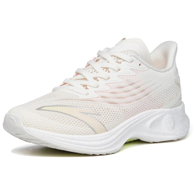 Anta MACH 2.0 Shock Absorbers Slip Resistant, Abrasion Resistant, Breathable Low Top Running Shoes Women's Ivory White Sneakers 122225583-5