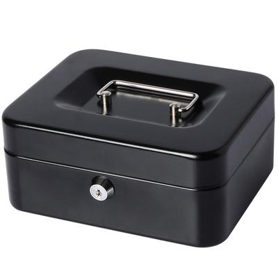 Lysmics Portable Safe with Key Lock, Piggy Bank, Mini Safe, Storage Box, Home Security, Office Supplies (Black, Small)