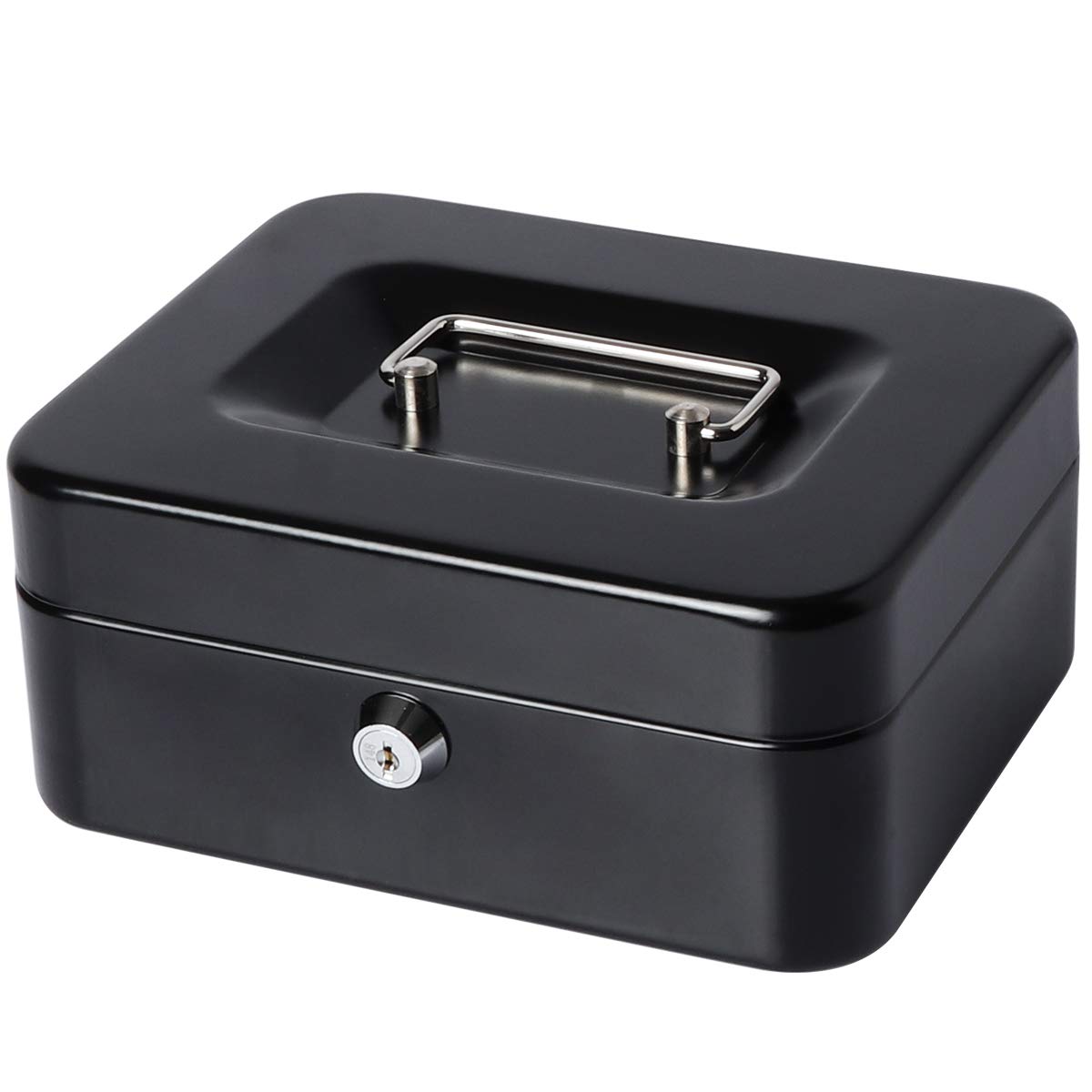 

Lysmics Portable Safe with Key Lock, Piggy Bank, Mini Safe, Storage Box, Home Security, Office Supplies (Black, Small)