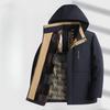 Autumn and Winter Hooded Can Be Removed Middle-aged Men's Business Thickened and Velvet Warm Cotton-padded Clothes