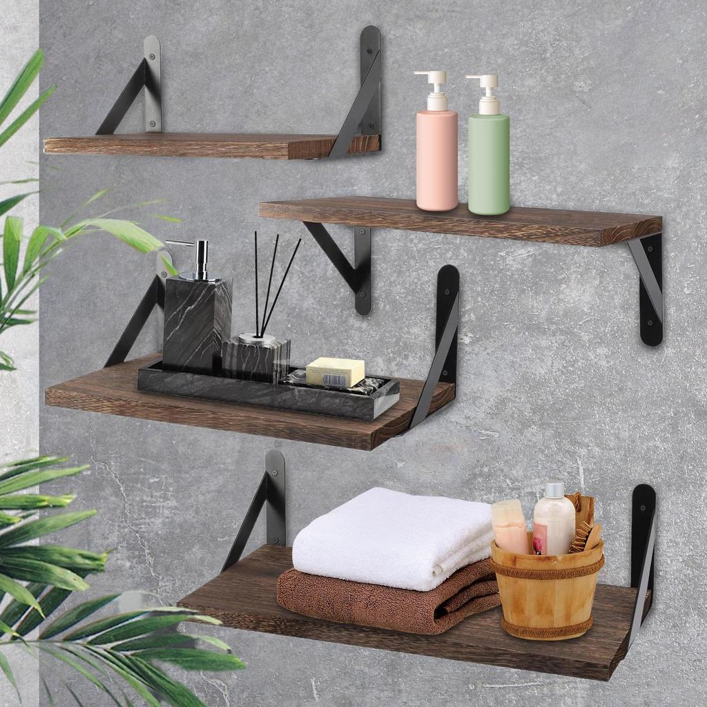 Floating Shelves for Wall Bookshelves Wall Mounted Wood Shelf for Living Room Bathroom Bedroom Kitchen Home Decor