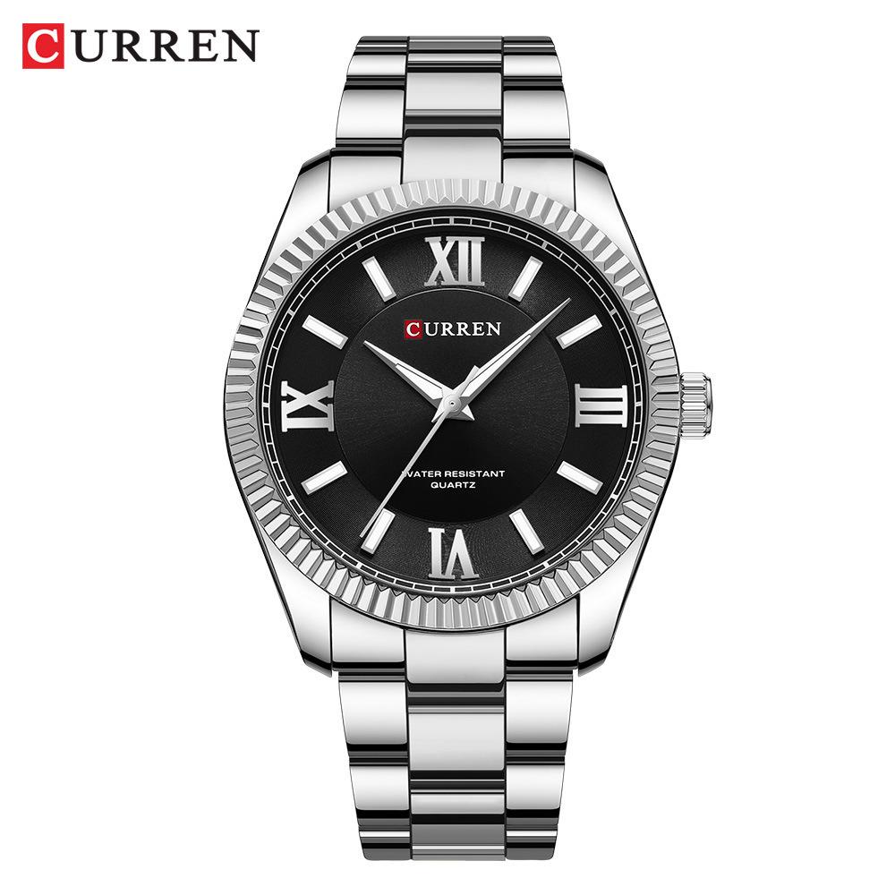 Men s CURREN 8453 Luminous Quartz Watch with Roman Numerals  Steel Band - Waterproof  Casual.