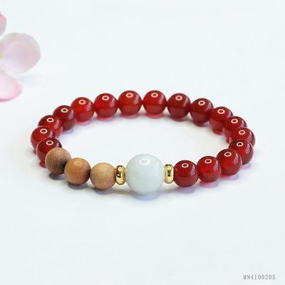 Juan Yu Natürlicher Roter Achat Jade Armreif Chalcedon Armband MN4100205
