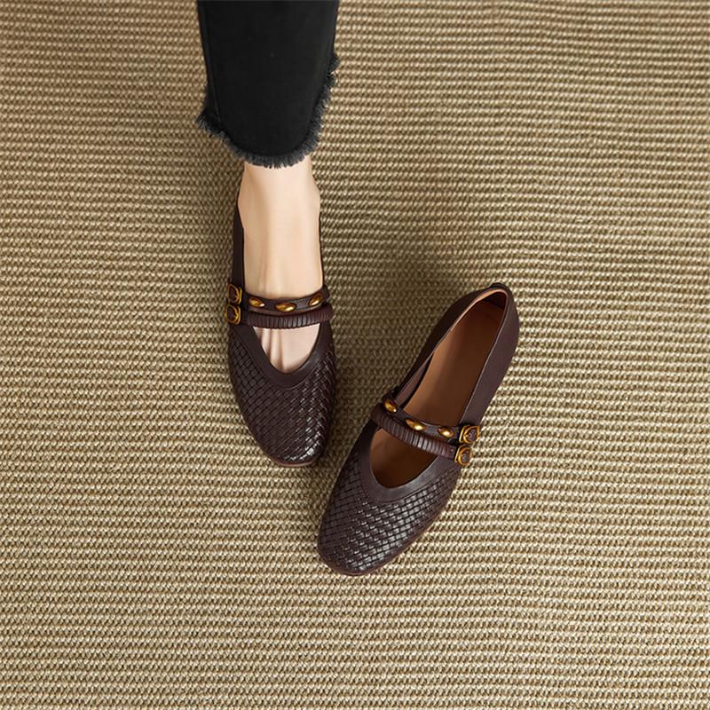 Fashion New Spring/autumn Genuine Leather Women Shoes Round Toe Mary Jane Shoes for Women Fashion Belt Buckle Low Heel Women Pumps