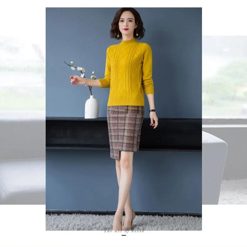 Herfst Winter Nieuwe Pullover Trui Dames Losse Koreaanse Mock Neck Dik Gebreide Top Dames Lente Truien