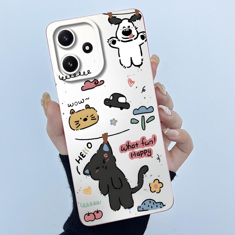 Phone Case For Xiaomi POCO M6PRO 5G Redmi Note 12R 5G Cute Panda Sweet Girls Cats Shockproof Silicone Back Cover For Redmi 12 5G
