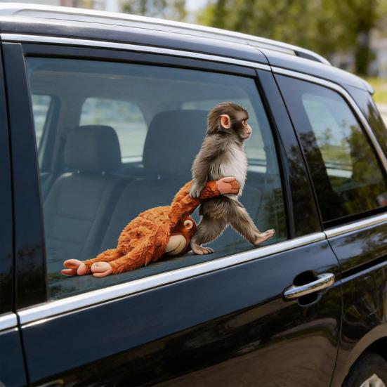 Monkey Stickers Adorable Baby Monkey Window Decal for Car And Glass Surfaces Easy to Install Remove No Residue Vinyl Cute Animal Decoration