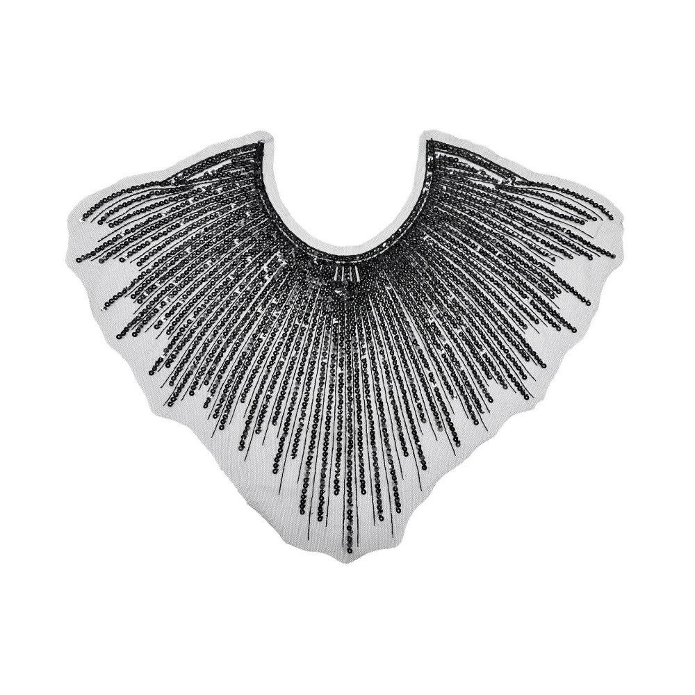 Embroidery Lace Frontal Rhinestone Applique Women s Clothing Apparel  Wedding Party Performance чёрный