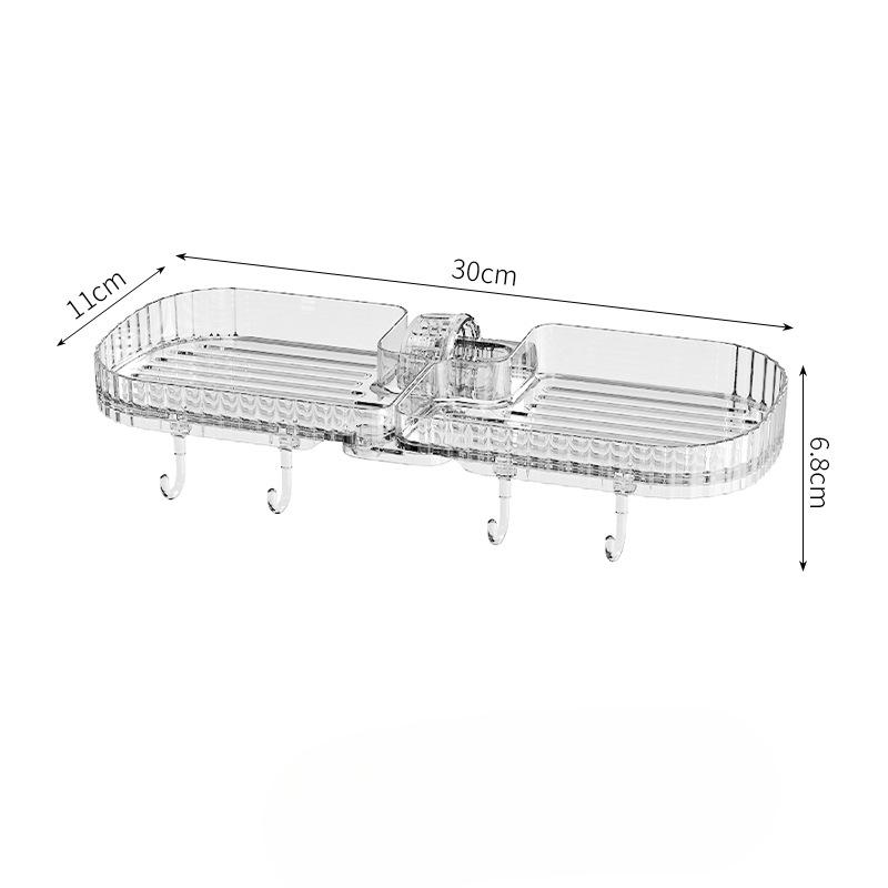 

Стеллаж для хранения кранов для кухонной раковины, губки, щетки, слива, однослойная тряпка, стеллаж для хранения сантехники 30cm*11cm*6.8cm прозрачный белый