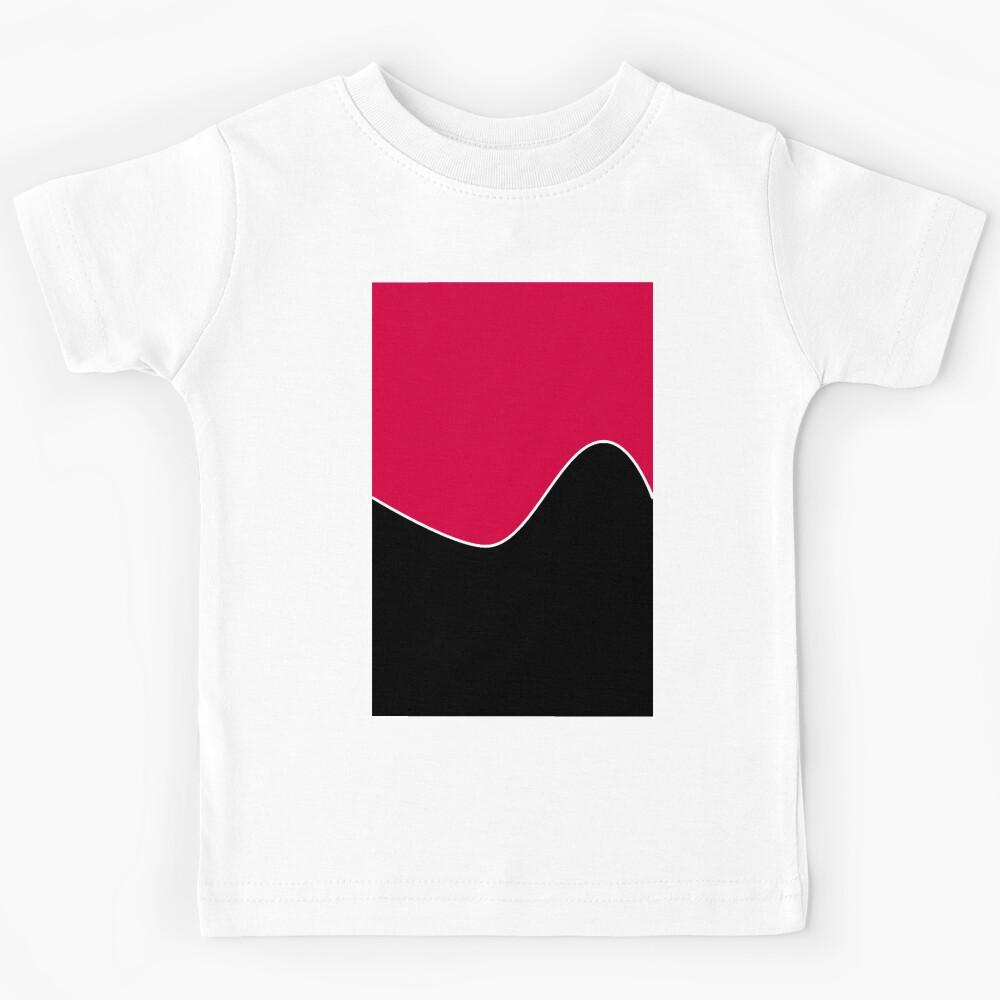 PLAIN SOLID CARMINE PINK RED AND BLACK TWO-TONE RETRO WAVE PATTERN Kids T-Shirt 170