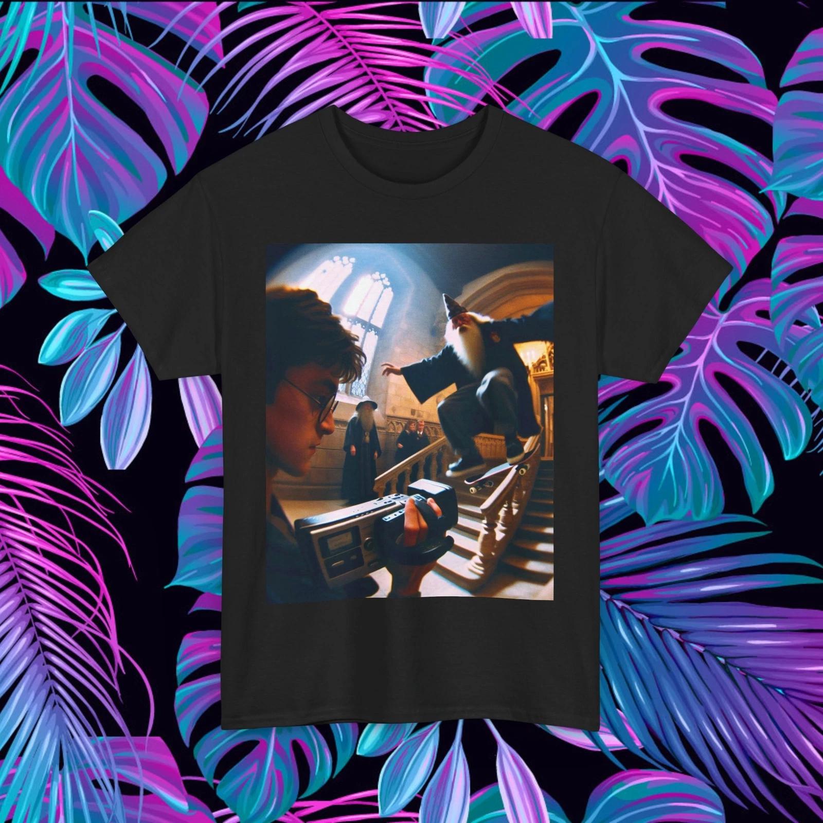 Harry Potter Dumbledore Skateboard Funny Shirt Cotton Black Unisex 2XL