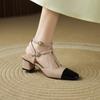 Fashion Size 34-40 Women Sandals Genuine Leather T-Strap Square Toe High Heel Summer Shoes 2025 Ins Vintage Office Daily Heels Women