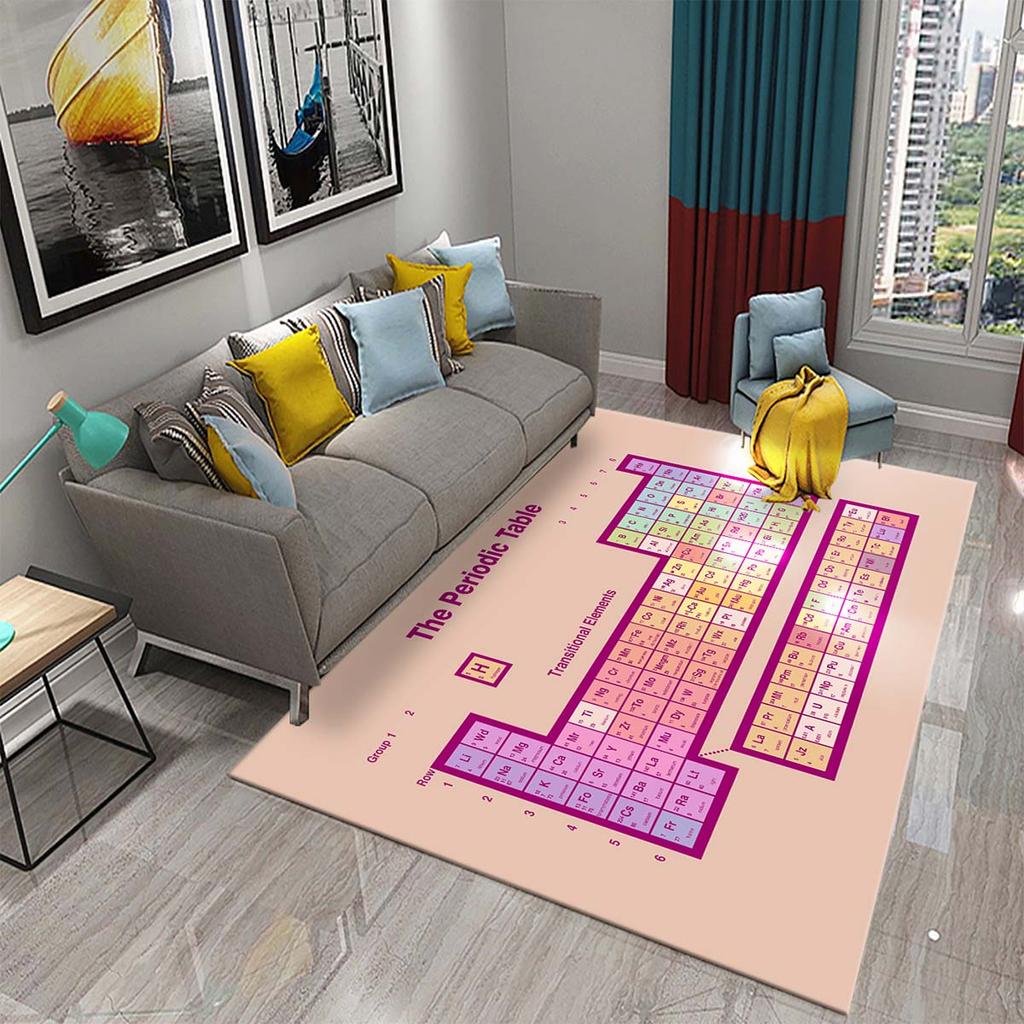 3D Periodic Table of Elements Carpet for Living Room Students Bedroom Area Rug Non-slip Floor Rug Mat Educational Mat Home Decor