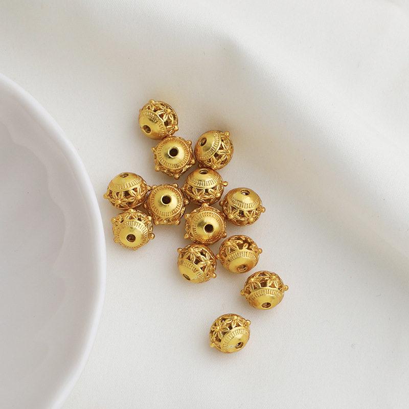 Gold-Plated Hollow Lace Bead for DIY Jewelry Making