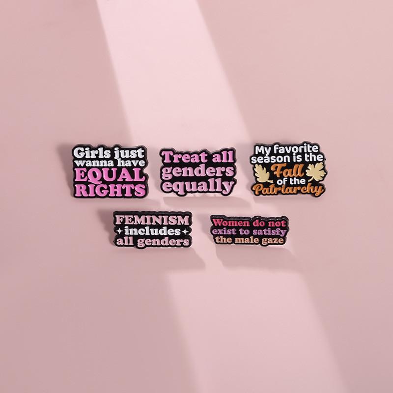 Stylish Equaiiy Series Metal Badge Unique Geometric Brooch With Colorful Lettering For Fashionable Occasions