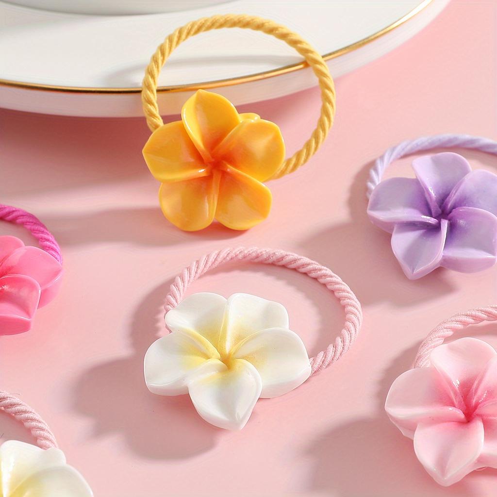 2pcs Fashion Flower Hair Ties Sports Style Resin Floral Hair Bands for Girls Versatile Headwear for Parties and Festivals