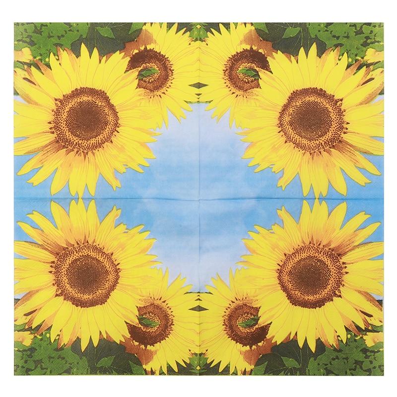 Disposable Party Napkin Double Layer 20 Pieces/Pack Sunflower Pattern