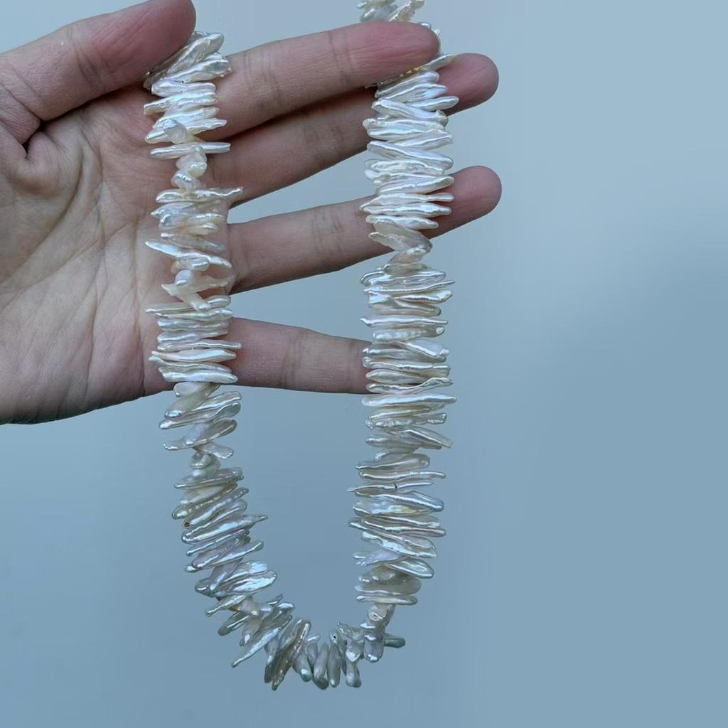 1 Ficelle, Perles d'Eau Douce Naturelles Blanches, Perles Baroque à Trou Horizontal, pour la Fabrication de Colliers, Bracelets, Bijoux Artisanaux, Longueur 36 Cm