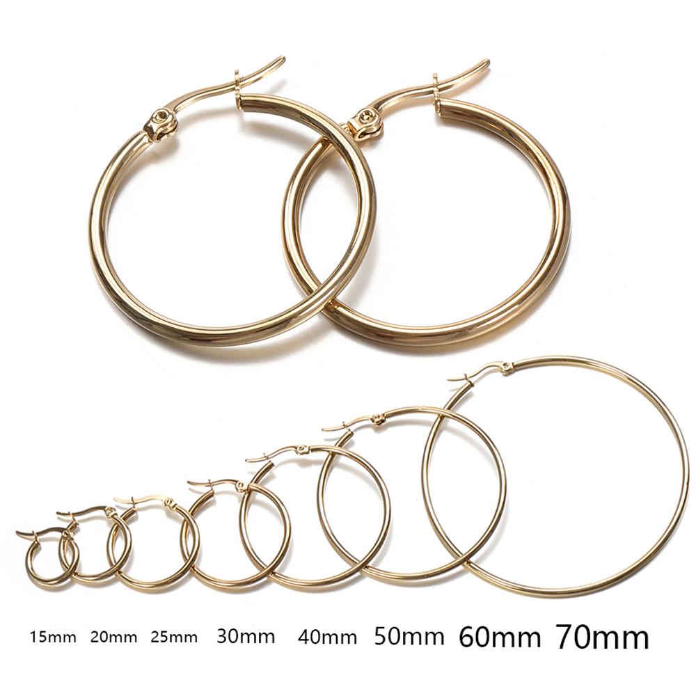10pcs Black Open Earrings Circle Stainless Steel Earring Hooks 15-40mm Loop Base Ear Ring for Jewelry Making Components DIY