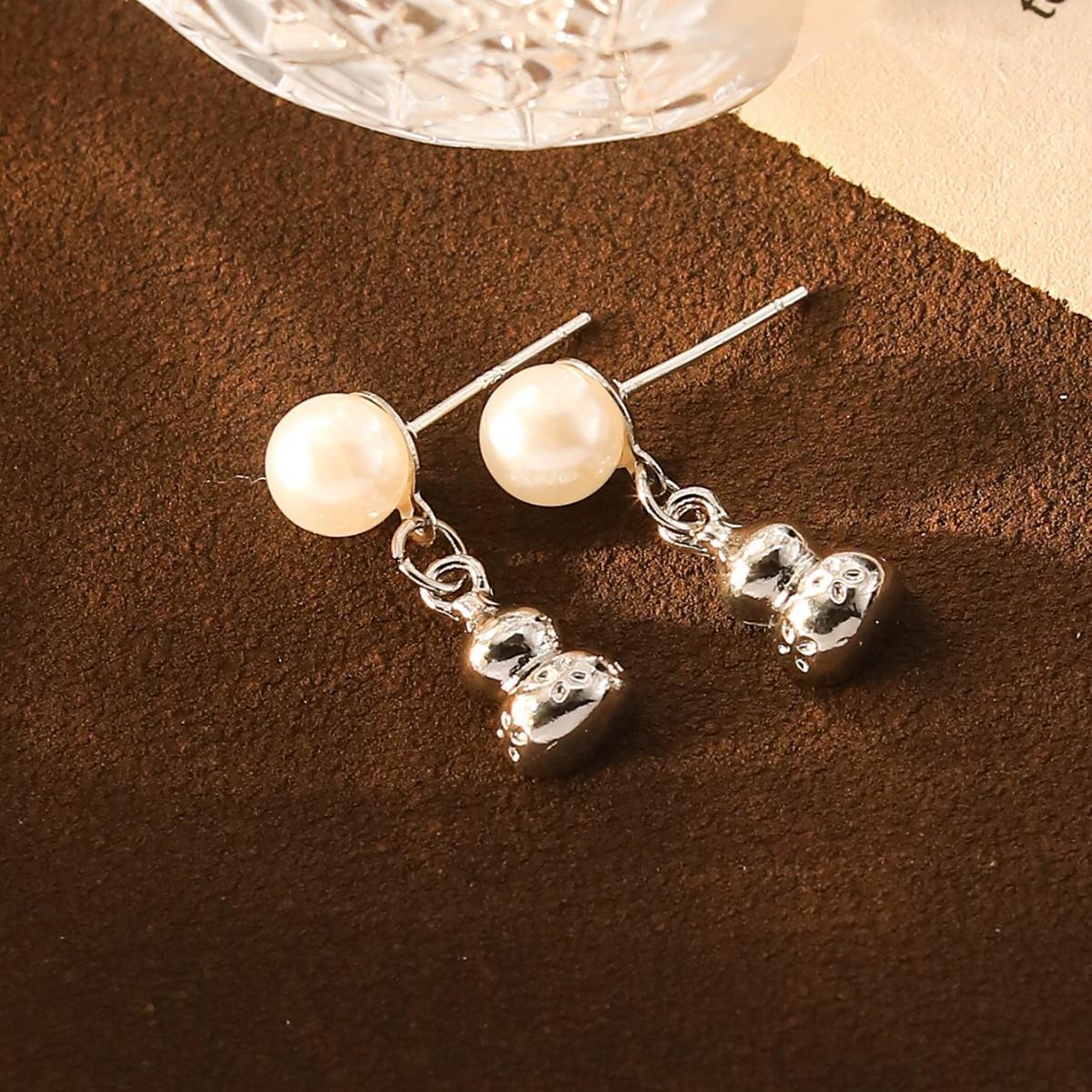 Cold Gourd Pearl Earrings New Chinese Retro Fringed Earrings Earrings Fashion Versatile Ear Jewelry